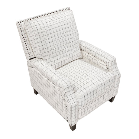 Berenson Off-white/Black Plaid Pattern Push Back Reclining Chair by Homelegance at Eve Furniture