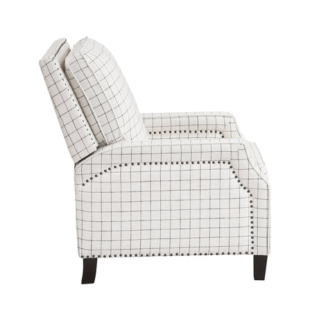 Berenson Off-white/Black Plaid Pattern Push Back Reclining Chair by Homelegance at Eve Furniture