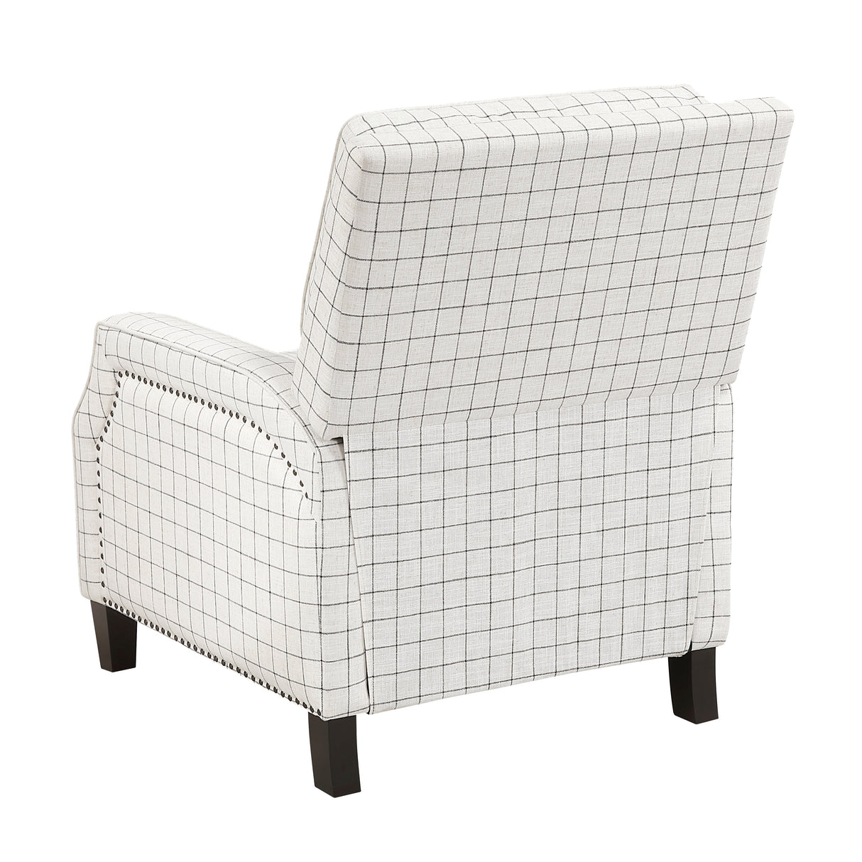 Berenson Off-white/Black Plaid Pattern Push Back Reclining Chair
