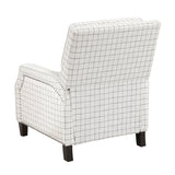 Berenson Off-white/Black Plaid Pattern Push Back Reclining Chair