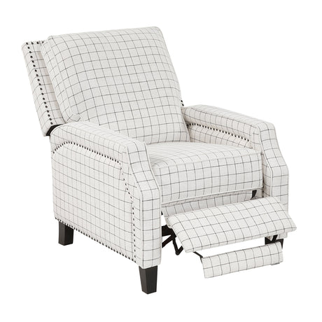 Berenson Off-white/Black Plaid Pattern Push Back Reclining Chair by Homelegance at Eve Furniture