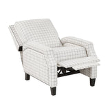 Berenson Off-white/Black Plaid Pattern Push Back Reclining Chair