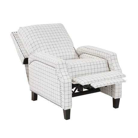 Berenson Off-white/Black Plaid Pattern Push Back Reclining Chair by Homelegance at Eve Furniture