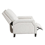 Berenson Off-white/Black Plaid Pattern Push Back Reclining Chair