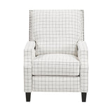 Berenson Off-white/Black Plaid Pattern Push Back Reclining Chair