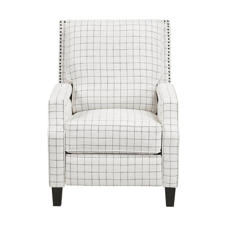 Berenson Off-white/Black Plaid Pattern Push Back Reclining Chair by Homelegance at Eve Furniture