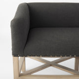 Bergen 60.0L x 19.0W x 25.5H Dark Gray Fabric W/ Light Brown Wooden Base Accent Bench by Mercana at Eve Furniture