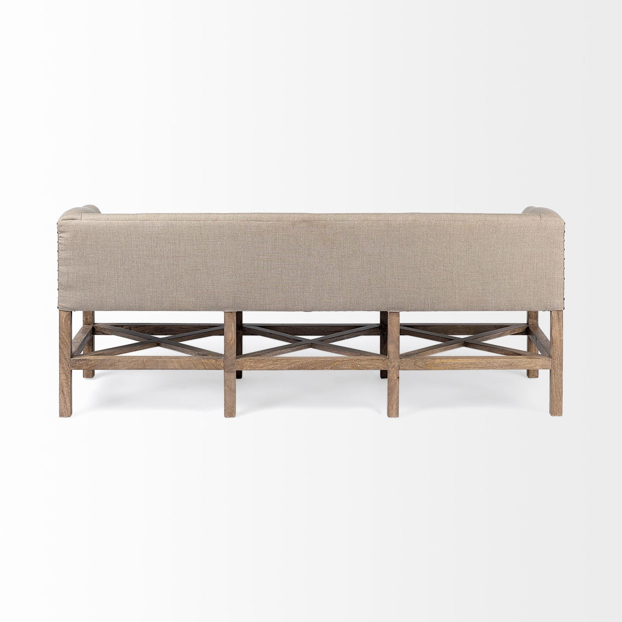 Bergen 60L x 19W Beige Fabric Covered Seat W/Brown Wood Frame Accent Bench by Mercana at Eve Furniture