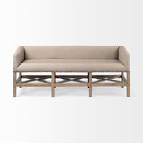 Bergen Beige Fabric Covered Seat W/Brown Wood Frame Accent Bench by Mercana at Eve Furniture