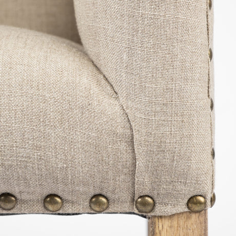 Bergen Beige Fabric Covered Seat W/Brown Wood Frame Accent Bench by Mercana at Eve Furniture