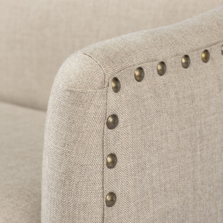 Bergen Beige Fabric Covered Seat W/Brown Wood Frame Accent Bench by Mercana at Eve Furniture