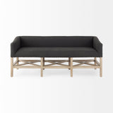 Bergen Dark Gray Fabric W/ Light Brown Wooden Base Accent Bench by Mercana at Eve Furniture