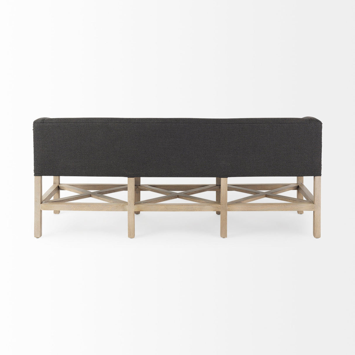 Bergen Dark Gray Fabric W/ Light Brown Wooden Base Accent Bench by Mercana at Eve Furniture