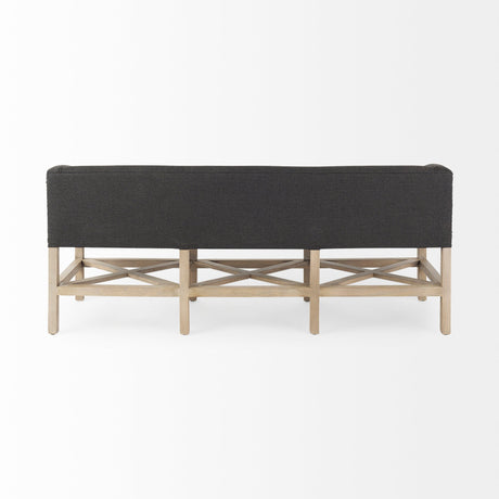 Bergen Dark Gray Fabric W/ Light Brown Wooden Base Accent Bench by Mercana at Eve Furniture
