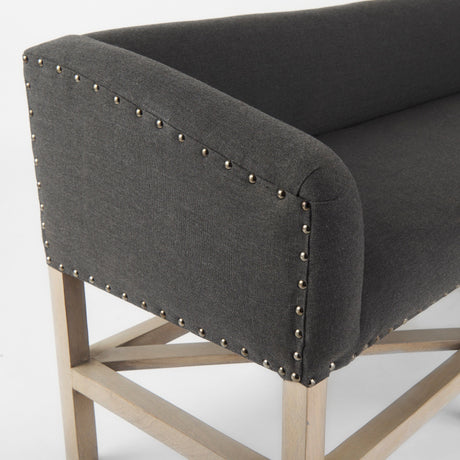 Bergen Dark Gray Fabric W/ Light Brown Wooden Base Accent Bench by Mercana at Eve Furniture