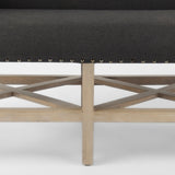 Bergen Dark Gray Fabric W/ Light Brown Wooden Base Accent Bench by Mercana at Eve Furniture