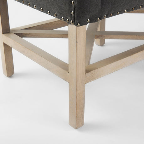 Bergen Dark Gray Fabric W/ Light Brown Wooden Base Accent Bench by Mercana at Eve Furniture