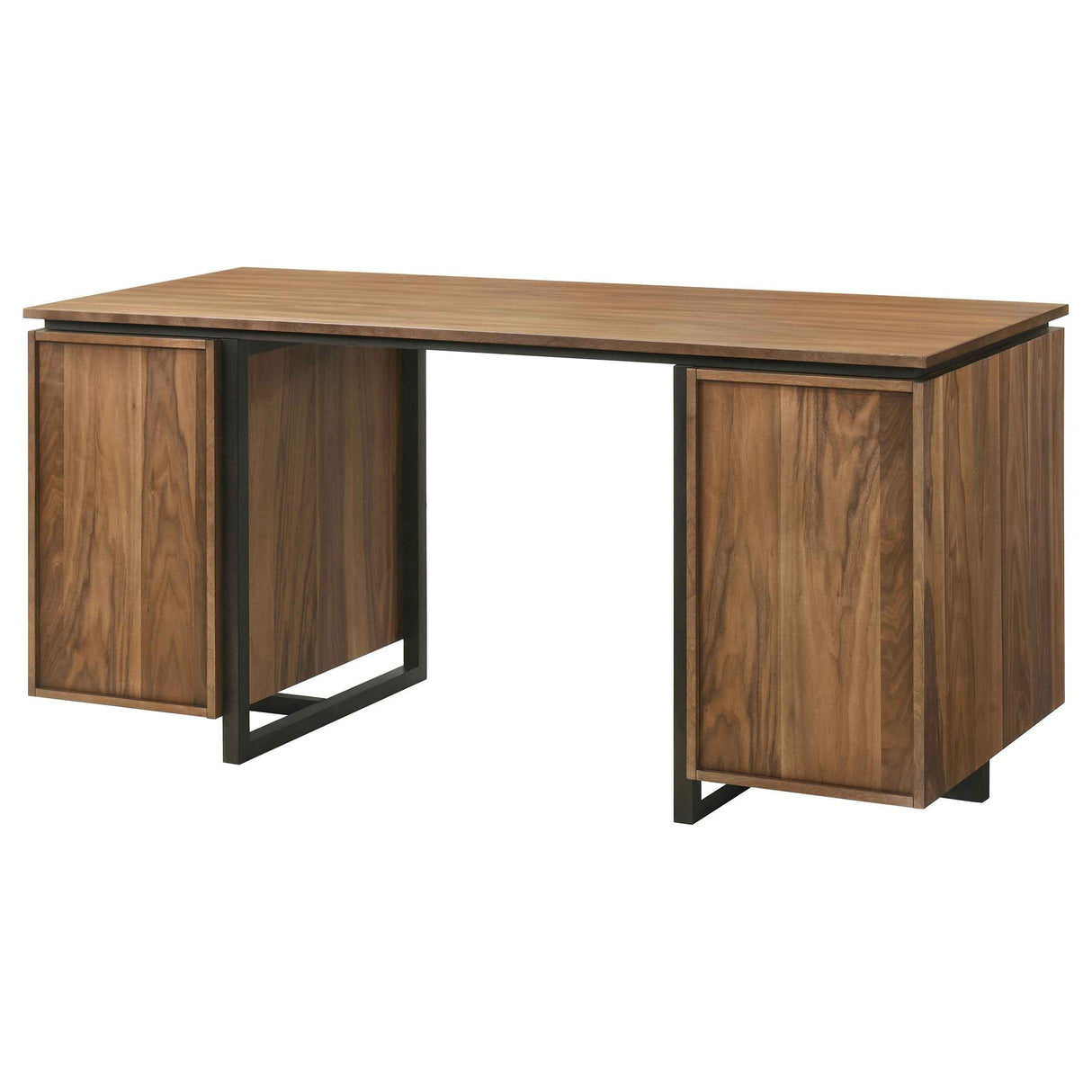 Berhalter Walnut Black 6-Drawer Double Pedestal File Computer Desk by Coaster at Eve Furniture