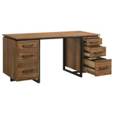 Berhalter Walnut Black 6-Drawer Double Pedestal File Computer Desk by Coaster at Eve Furniture