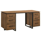 Berhalter Walnut Black 6-Drawer Double Pedestal File Computer Desk by Coaster at Eve Furniture