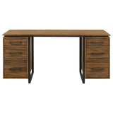 Berhalter Walnut Black 6-Drawer Double Pedestal File Computer Desk by Coaster at Eve Furniture