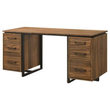 Berhalter Walnut Black 6-Drawer Double Pedestal File Computer Desk by Coaster at Eve Furniture
