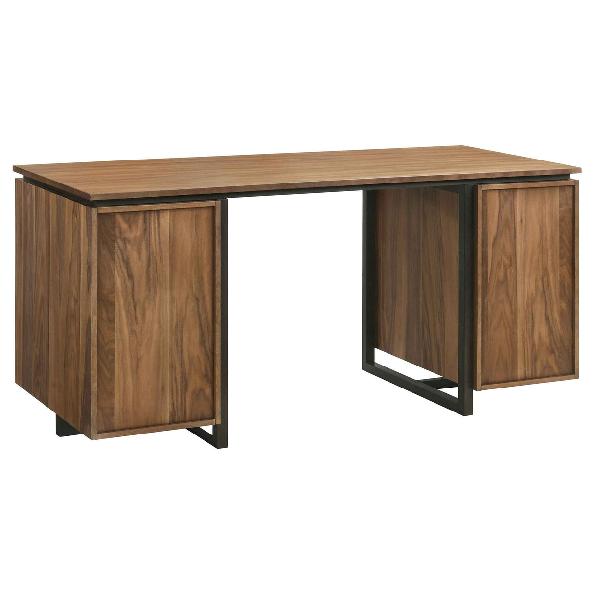 Berhalter Walnut Black 6-Drawer Double Pedestal File Computer Desk by Coaster at Eve Furniture