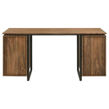 Berhalter Walnut Black 6-Drawer Double Pedestal File Computer Desk by Coaster at Eve Furniture