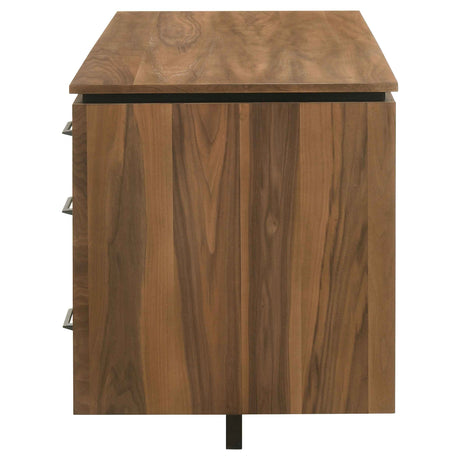 Berhalter Walnut Black 6-Drawer Double Pedestal File Computer Desk by Coaster at Eve Furniture