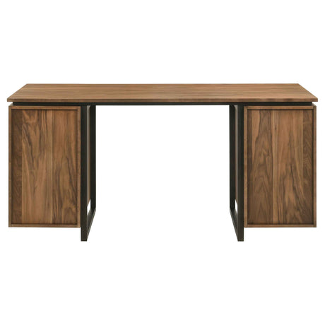 Berhalter Walnut Black 6-Drawer Double Pedestal File Computer Desk by Coaster at Eve Furniture
