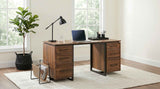 Berhalter Walnut Black 6-Drawer Double Pedestal File Computer Desk by Coaster at Eve Furniture