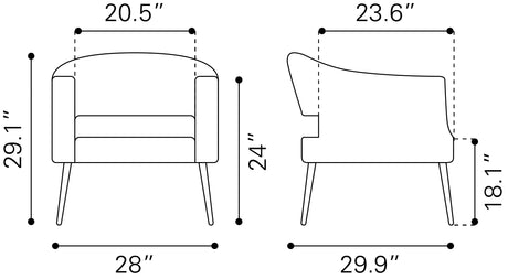 Berkeley Vintage Brown Accent Chair by Zuomod at Eve Furniture