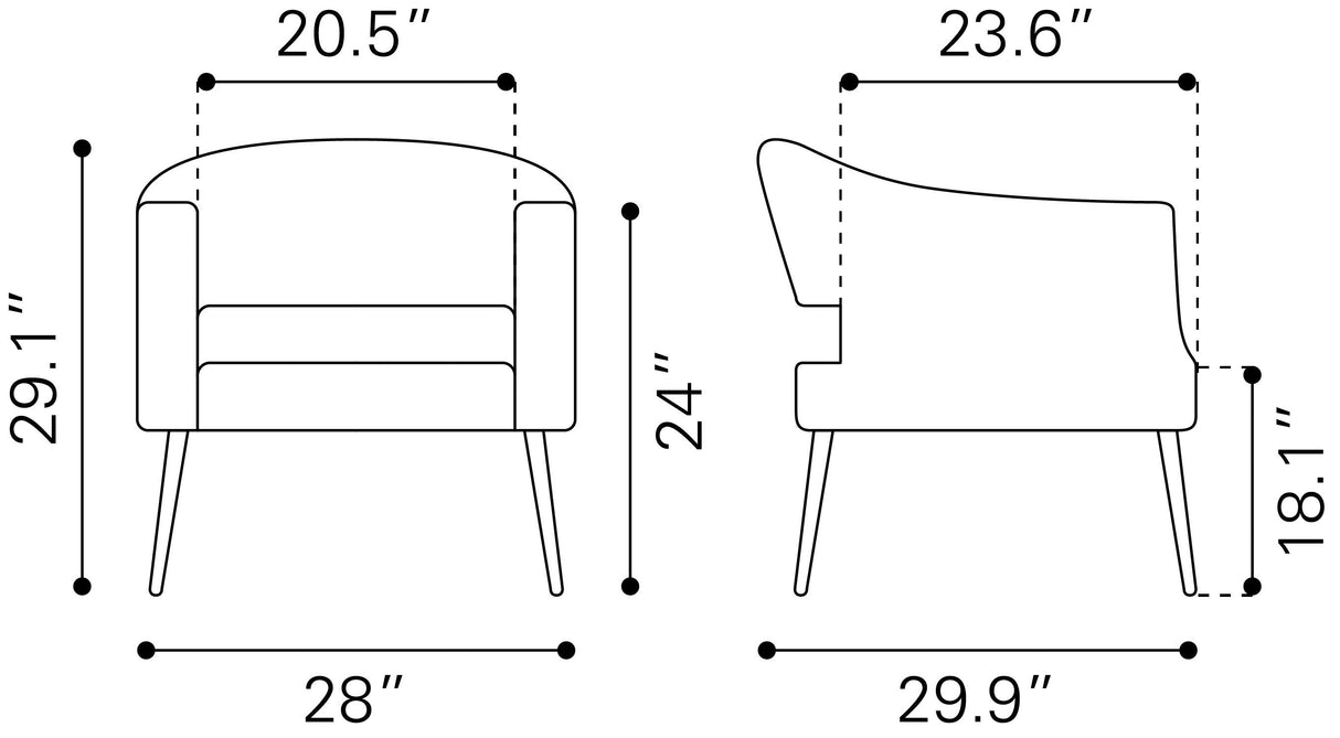 Berkeley Vintage Gray Accent Chair by Zuomod at Eve Furniture