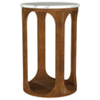 Berkeley White and Brown Round Marble Top Side Table by Coaster at Eve Furniture