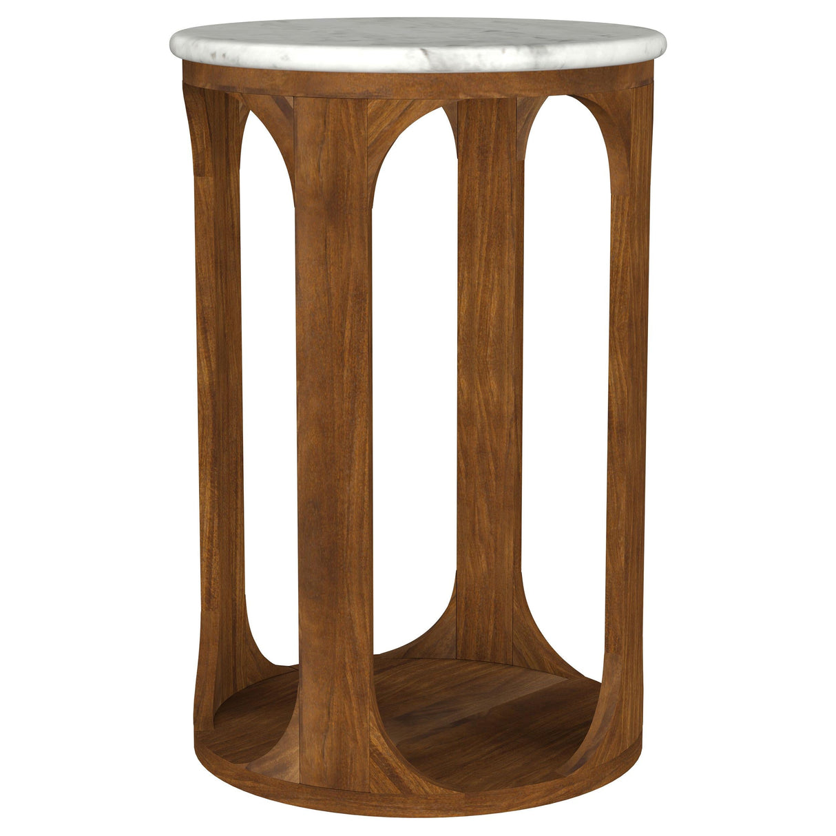 Berkeley White and Brown Round Marble Top Side Table by Coaster at Eve Furniture