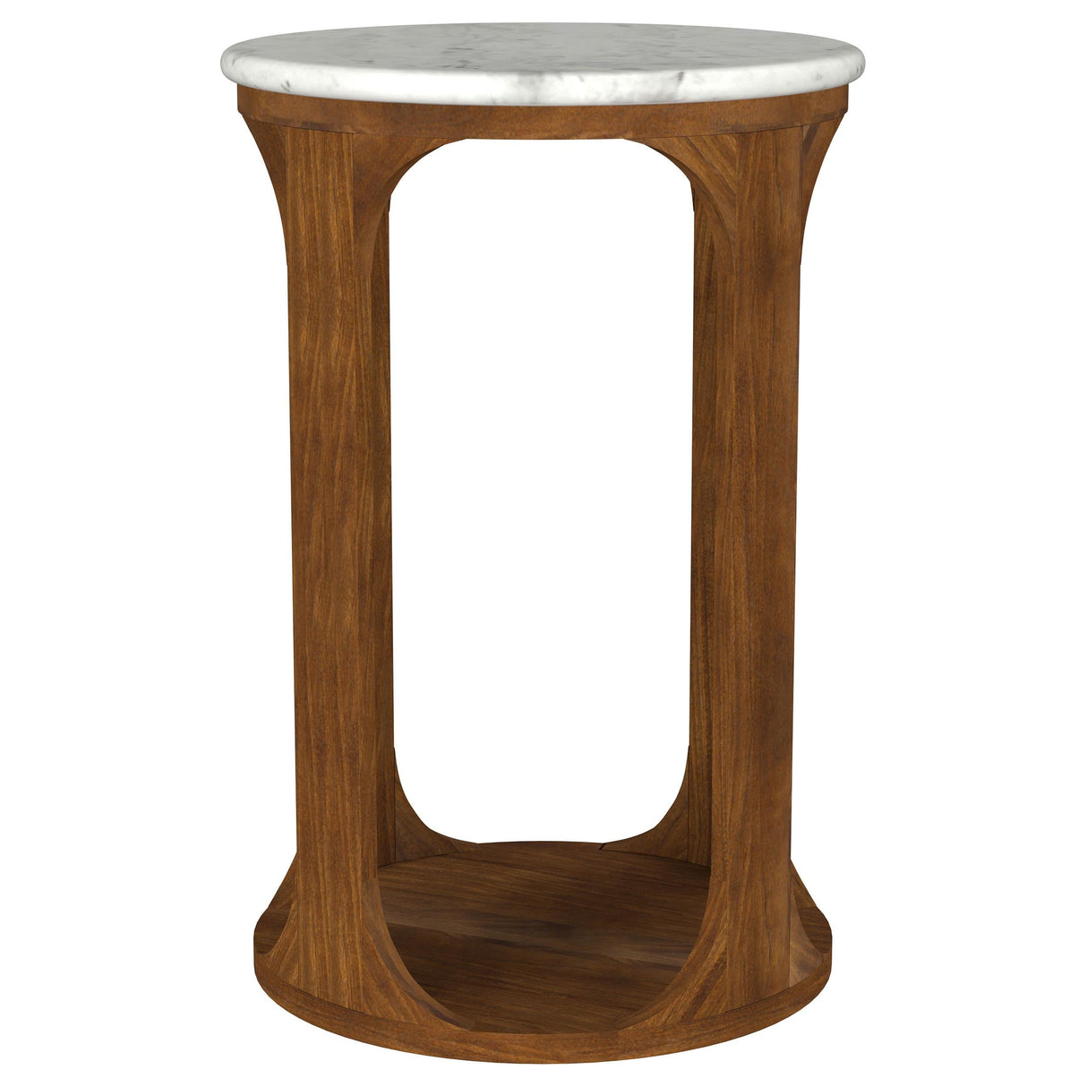 Berkeley White and Brown Round Marble Top Side Table by Coaster at Eve Furniture