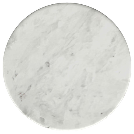 Berkeley White and Brown Round Marble Top Side Table by Coaster at Eve Furniture