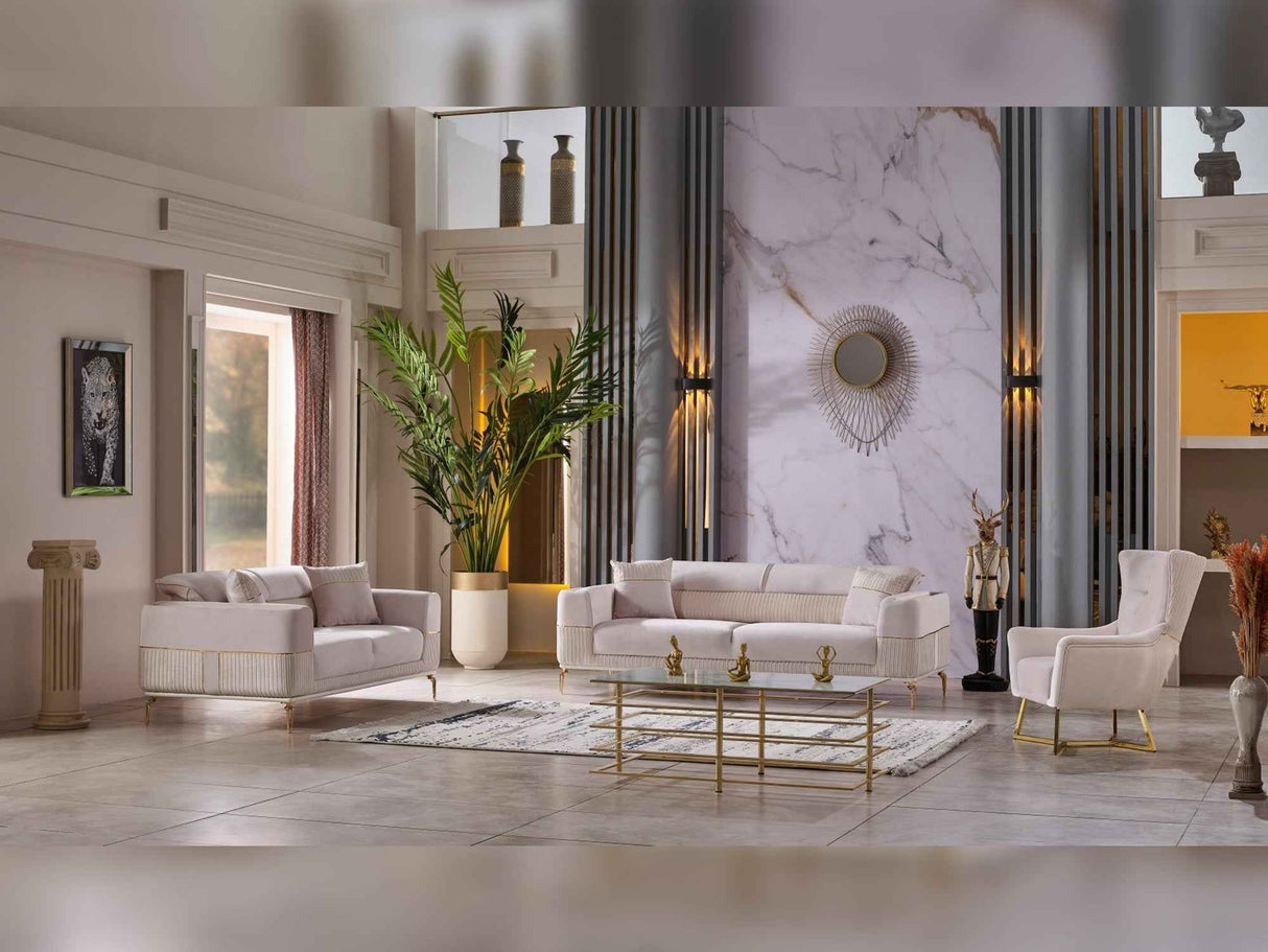 Berlin Beige 3-pieces (Sofa & Loveseat & Chair)Livingroom Set