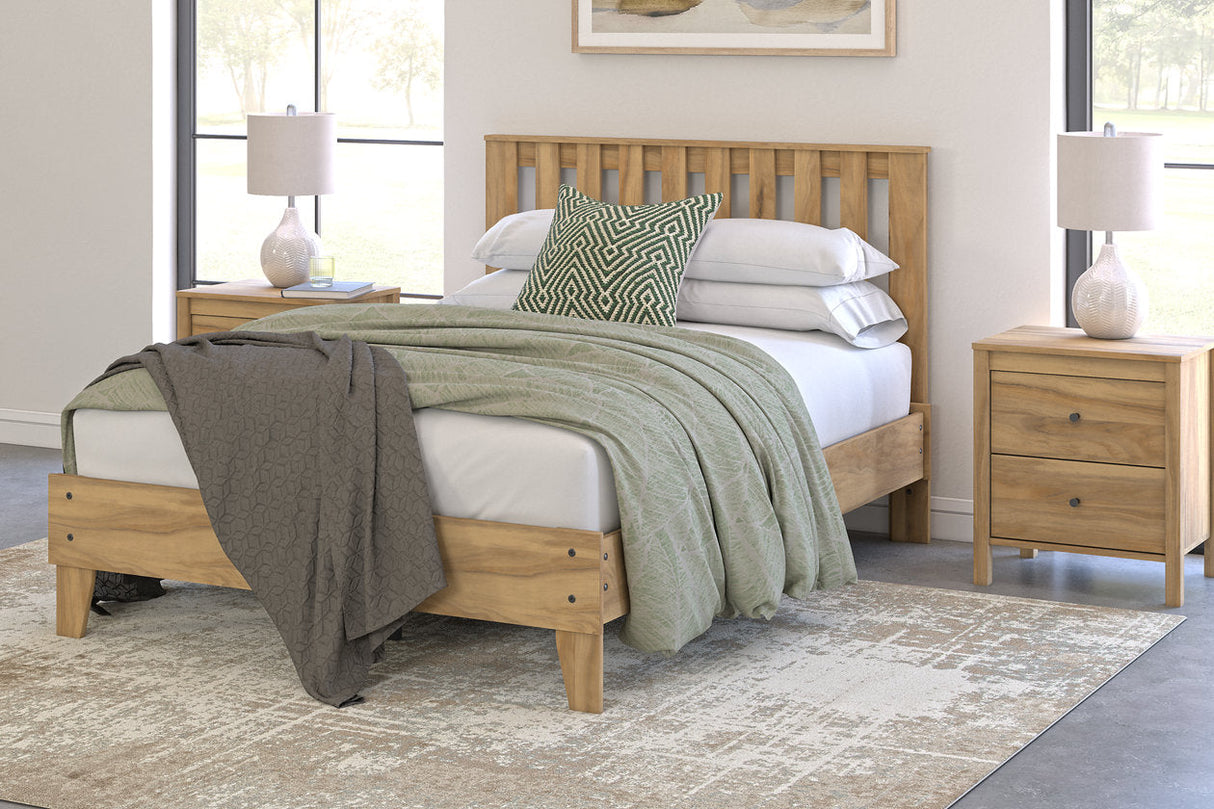 Bermacy Light Brown Full Slat Platform Bed by Ashley at Eve Furniture