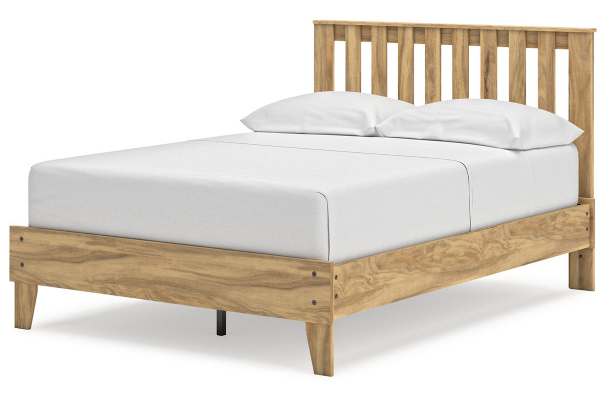Bermacy Light Brown Full Slat Platform Bed by Ashley at Eve Furniture