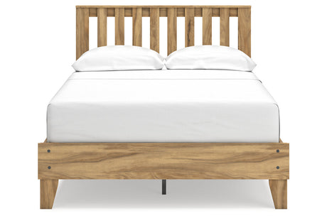 Bermacy Light Brown Full Slat Platform Bed by Ashley at Eve Furniture