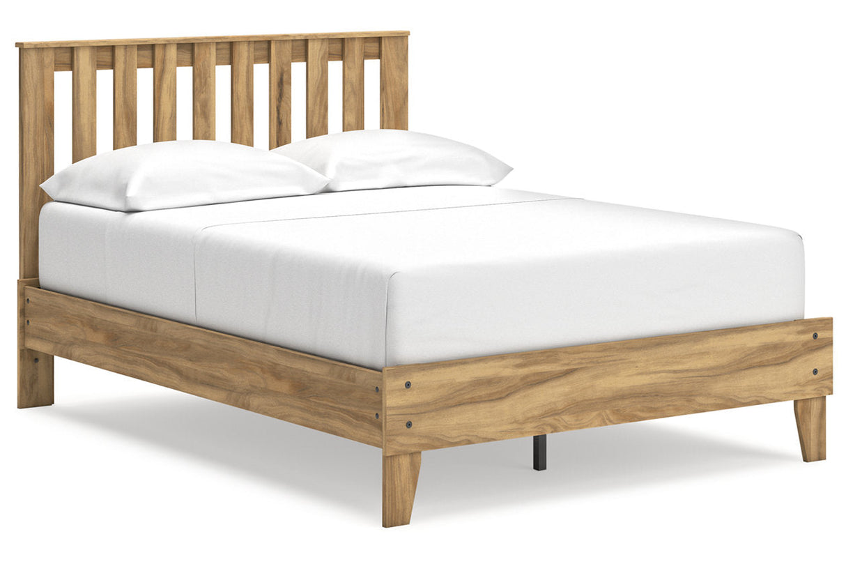 Bermacy Light Brown Full Slat Platform Bed by Ashley at Eve Furniture
