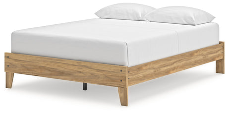 Bermacy Light Brown Queen Platform Base Bed by Ashley at Eve Furniture