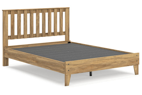 Bermacy Light Brown Queen Slat Platform Bed by Ashley at Eve Furniture