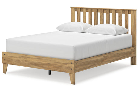Bermacy Light Brown Queen Slat Platform Bed by Ashley at Eve Furniture