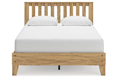 Bermacy Light Brown Queen Slat Platform Bed by Ashley at Eve Furniture