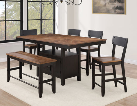 Bermuda Black/Dark Acacia Counter Height Dining Set by Steve Silver at Eve Furniture