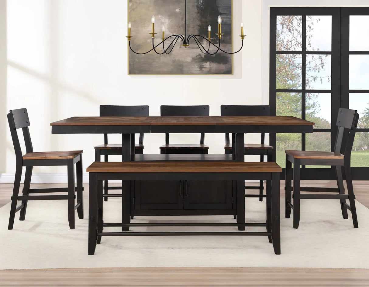 Bermuda Black/Dark Acacia Counter Height Dining Set by Steve Silver at Eve Furniture