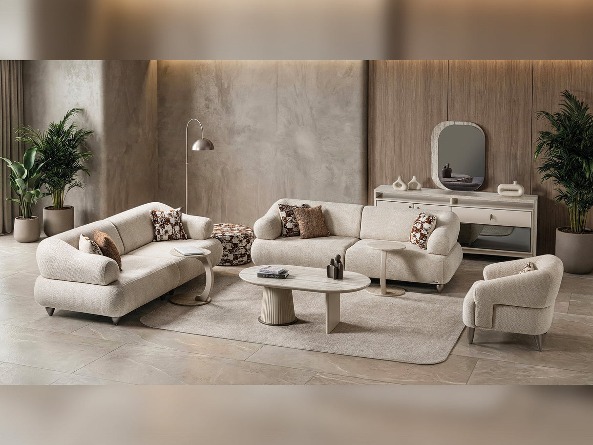 Bern 3-pieces (Sofa & Loveseat & Chair) Livingroom Set Cream by Furnia at Eve Furniture