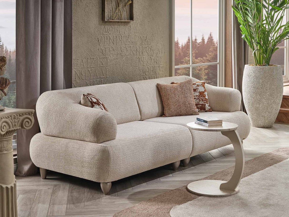 Bern Cream Convertible Loveseat by Furnia at Eve Furniture